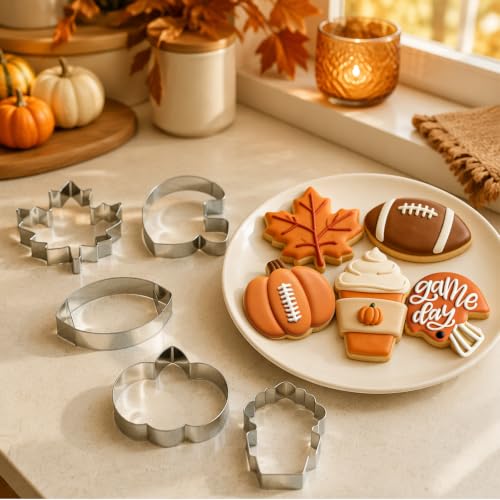 JarThenaAMCS 7Pcs Fall Thanksgiving Football Cookie Cutters Set