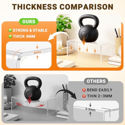 FUNFERY Acrylic Display Risers, 2 Set(7.8"L~8.2"L~8.6"L~9"L~9.3"L)Shelf - color: Clear, size: 10 Pcs