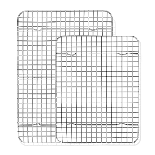 TeamFar Cooling Rack, 15” & 12” Stainless Steel Baking Grid Wire Rack - size: 15.3 x 11.25-Inch & 11.75 x 9-Inch