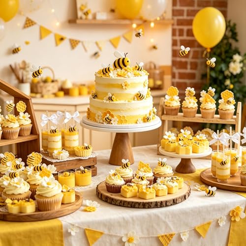 6 Pcs Bumble Bee Silicone Mold Honeycomb Flower Bee Fondant Molds - color: 6 Pcs Honeycomb & Bumble Bee & Flower, Pink