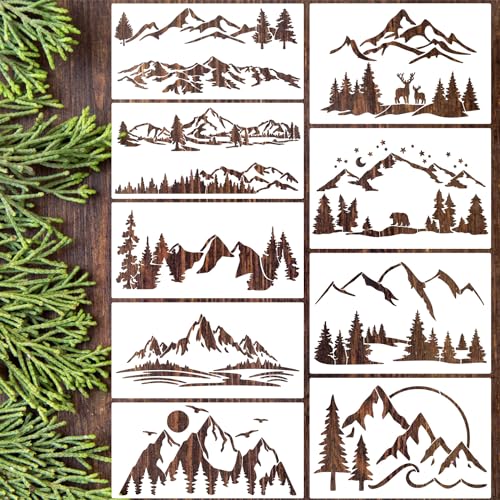 Mountain Stencils for Wood Burning Tree Stencil - style: Mountain