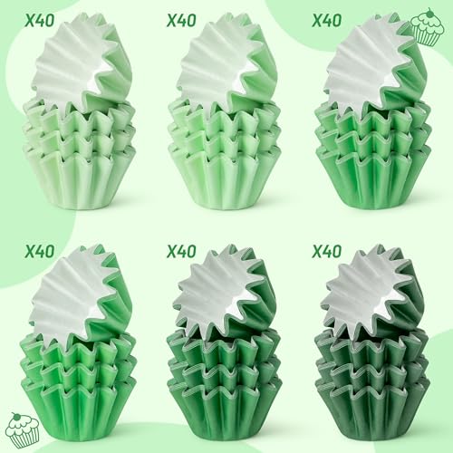 Green Mini Size Cupcake Liners, Bulk Grease Resistant Muffin Baking Cups - color: Green