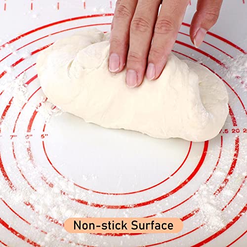 Extra Large Silicone Pastry Mat, Baking Mat with Measurement, Kitchen Counter Mat for Fondant, Rolling Dough, Pie Crust, Pizza and Cookies - Oven Liner Mat/Kneading Matts, 24" x 32", Red - size: 24"L x 32"W
