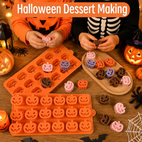 Halloween Pumpkin Mold, 2 Pack Small Pumpkin Candy Chocolate Molds - color: 2 PCS Halloween pumpkin chocolate molds