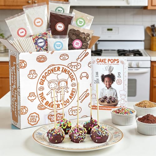 Cake Pop Baking Kit for Kids – DIY Cake Pop Set with Pre-Measured Ingredients, Makes 12-15 Real Cake Pops – Cooking Kit for Boys & Girls Ages 8-12, Made in USA