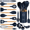Silicone Kitchen Utensils Set, Heat-Resistant Cooking Utensils, BPA-Free - color: Blue