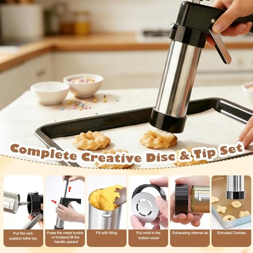 Cookie Press Gun Kit- Stainless Steel Cookie Shooter