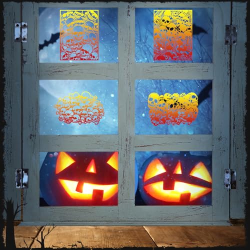 Yinder 4 Pcs Skull Stencils Skull Background Airbrush Stencil Art Template Design DIY Craft Paint Stencils for Airbrush Painting on Wall, Wood, Canvas