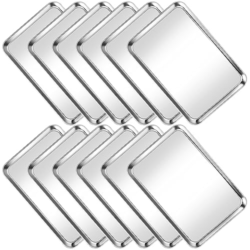 Baking Sheet Pan Set of 12, Stainless Steel Cookie Sheet for Baking