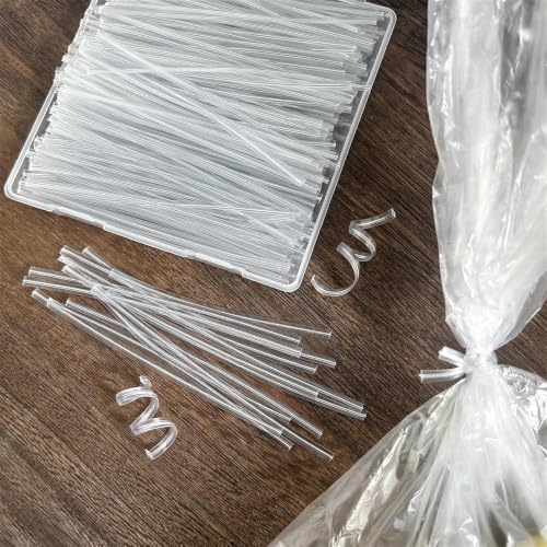 Clear Twist Ties 300Pcs, 5 Inch Metal Wire Twist Ties for Bread Bags, Treat Bags, Garden Plants, Gift Wrapping, Crafts, Reusable Transparent Bag Ties for Home, Office, and Baking