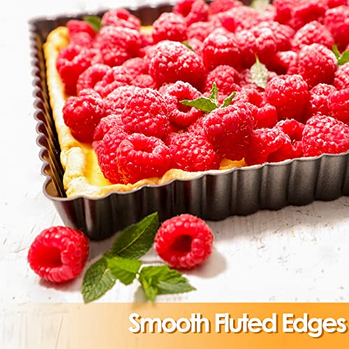 Square Pie Pan Nonstick Tart Pan With Removable Bottom Heavy Duty Carbon Steel Fluted Quiche Pan Tart Mold for Baking Mousse Cakes Dessert,8.2 x 1-Inch - size: 8.2" X 8.2" X 1" (Removable Bottom)