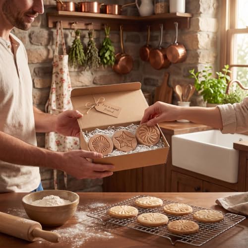3 Set Pretty Pleated Cookie Stamps, 2.5" Springerle Molds for Baking - style: Pretty Pleated