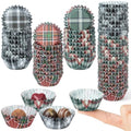 COcnny 600pcs Christmas Buffalo Plaid Mini Cupcake Liner, Small Muffin Wrap - style: Mini Christmas Plaid