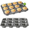 Muffin Pan for Baking, Nonstick Cupcake Tin 12 Cup, 2 Pack Cup Cake Tray, Premium Cheesecake Pans, Dishwasher Safe- Carbon Steel - color: 2pc- Carbon Steel
