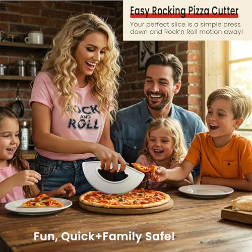 Smartwares Rock'n Roll Pizza Cutter, Plastic Rocking Slicer, Made in USA - color: White1