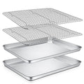 P&P CHEF 16 Inch Cookie Baking Sheet Pan with Wire Rack,4 Pcs - size: 16 Inch