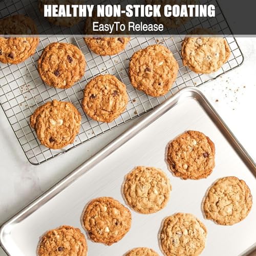Baking Sheet Cookie Sheet Set of 2, Umite Chef Stainless Steel Baking Pans Tray Professional 10.39x8.07x1inch, Non Toxic & Healthy, Mirror Finish & Rust Free, Easy Clean & Dishwasher Safe - size: 10.39inx8.07inx1in
