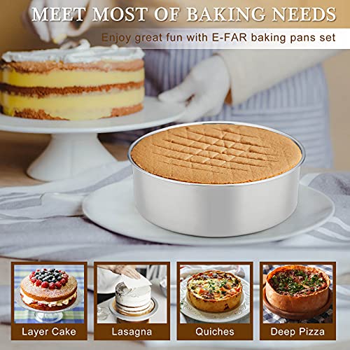 E-far Deep Cake Pan Set of 3 (6/8/9½ Inch), Stainless Steel Round Cake Pan - size: 6 x 3, 8 x 3, 9½ x 3 inches