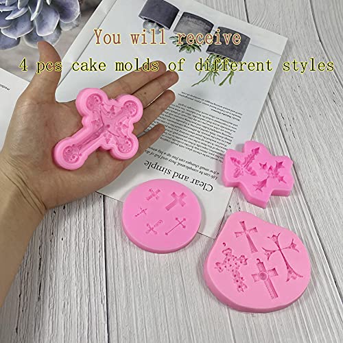 4 Pcs Small Cross Chocolate Mold Cake Candy Clay Baking Decor Supply Tool