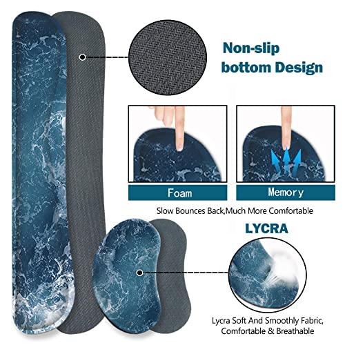 ARTSO Gaming Mouse Pad Extended, Keyboard Wrist Rest Pad & Wrist Support Abstract Mousepad Set, Non-Slip Base, Memory Foam Desk Mat, Ocean Waves - color: Ocean Waves