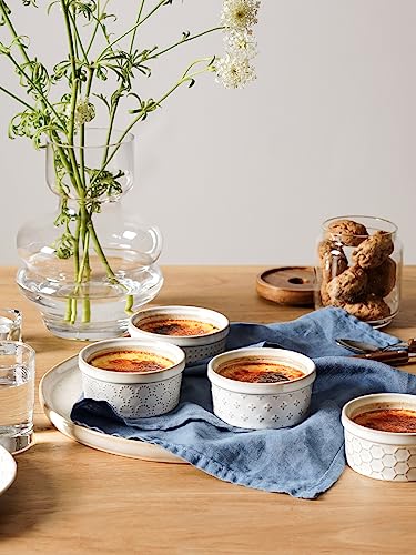 LE TAUCI Ramekins 4 oz Oven Safe for Creme Brulee, Charcuterie Boards Bowls for Souffle, Small Sauce Bowl, Ceramic Baking Dishes - 3.8 inch, Set of 4, Arctic White - size: 4 oz