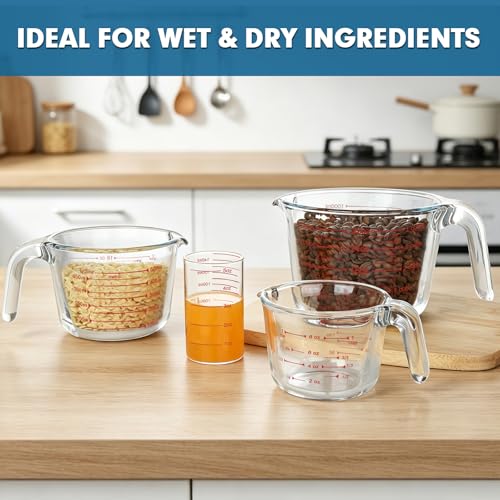 4 Pieces Glass Measuring Cups Set