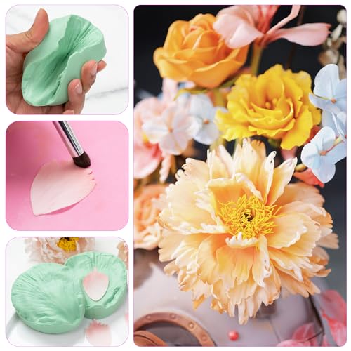 KALAIEN Peony Flower Silicone Veined Mold Petal Fondant Mold - color: Peony