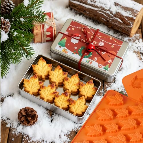 Maple Leaf Silicone Molds,2 Pack Fall Silicone Maple Mold 36 Cavity - color: Orange Maple Leaf