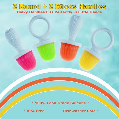 ACOOKEE Toddler Popsicles Molds 1 Pack 4 Handle, BPA Free, Silicone Baby Popsicles Molds Easy Release Ice Cream Molds Reusable - size: 1 Pack 4 Handle