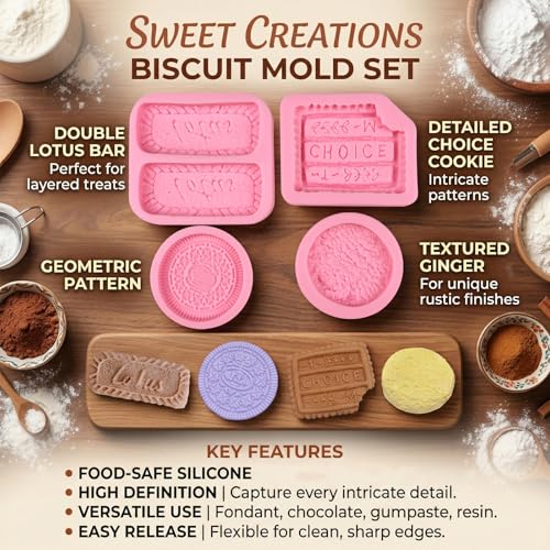 4 Pcs Biscuit Silicone Molds Cookies Chocolate Candy Fondant Molds - color: F-24