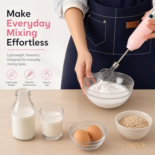 Electric Egg Beater Whisk, USB Charging Mixer, Three-Speed Adjustment, Suitable for Whisking Eggs, Cream, Sauce, Jam Supplements and More, Pink - color: Pink