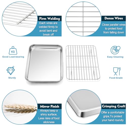 P&P CHEF 10.4 Inch Baking Sheet Pan Cooling Rack with Mat Set for Cookie - size: 10.4 Inch