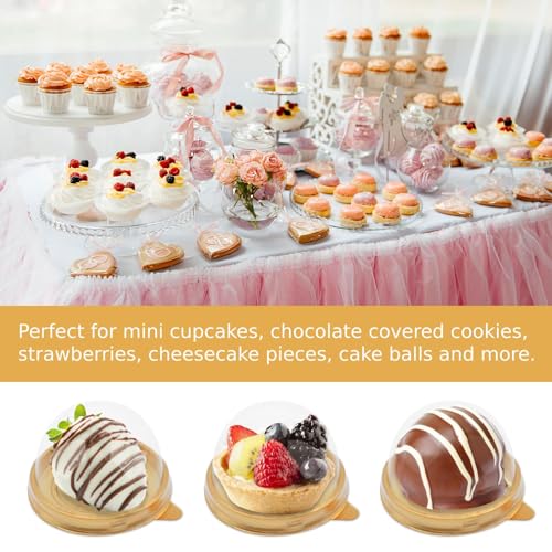 Zezzxu 100 Pack Mini Cake Containers with Lids, Gold Domes - color: Gold, style: 100 Pack