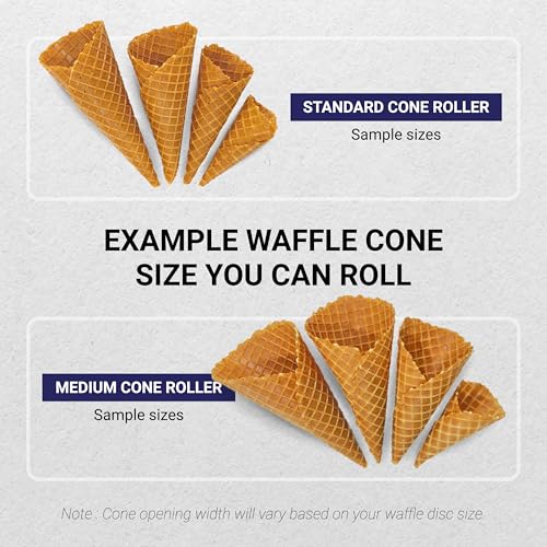 Professional Waffle Cone Roller Pizzelle Roller, Krumkake Cone Roller, Stainless steel, with Silicone sleeve (Medium size) | Amber Bake - size: Medium
