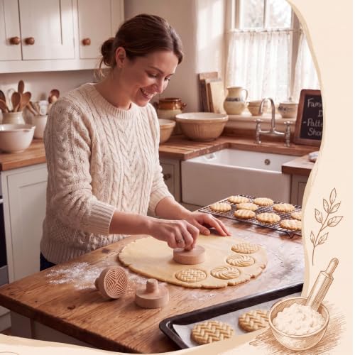 3 Set Texture Cookie Stamps, 2.5" Springerle Molds for Baking - style: Texture