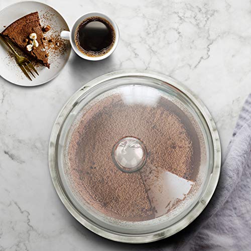 Flexzion Marble Cake Stand with Glass Dome Lid, 8.7-Inch Serving Plate - size: 8.7 Inch