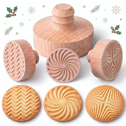 3 Set Texture Cookie Stamps, 2.5" Springerle Molds for Baking - style: Texture