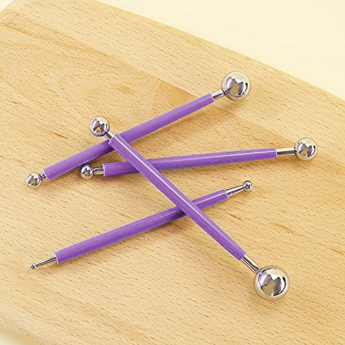 4 x Fondant Cake Decorating Clay Flower Sugarcraft Ball Model DIY Tool 8 Sizes (Purple) - color: Purple