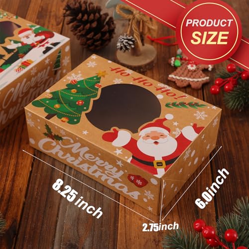 Christmas Cookie Boxes, Brown Kraft, 24 Pack, 8.25"x6"x2.75" - color: Christmas-Brown
