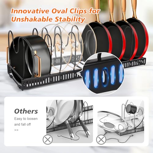 2 Pack Expandable Pot and Pan Organizerinside Cabinet 13 Divider - color: Black & White