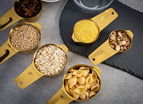 7-Piece 18/8 Stainless Steel Measuring Cups Set, Gold - color: Gold, size: 7 Piece