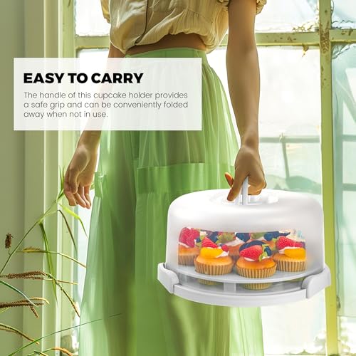 NPLUX Cake Carrier with Lid and Handle White Cake Containers, BPA-Free - color: White