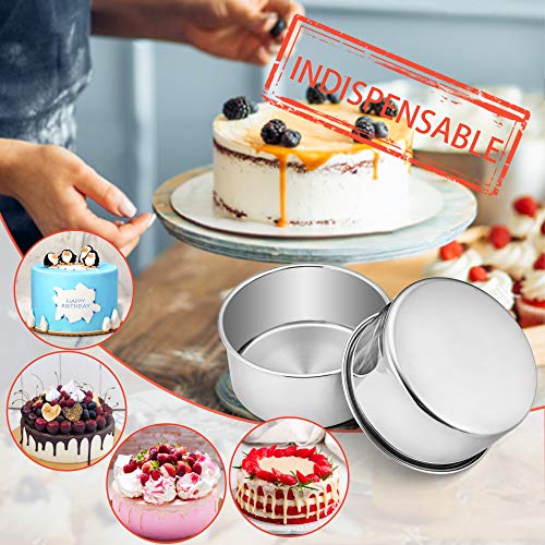 E-far 6 x 3 Inch Cake Pans Set of 3, Stainless Steel Deep Cake Pans - size: 6 x 3 Inch