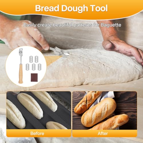 Baguette Bread Pan Kit, Perforated Nonstick 3 Loaf Bread Pan, Black - color: Black