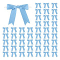 Meseey 50 Pcs 3 Inches Premade Dusty Blue Satin Ribbon Twist Tie Bow Pretied Craft Bows for Treat Bags Gift Wrapping Basket Wedding Baby Shower Brithday Christmas Party (Dusty Blue) - color: Dusty Blue