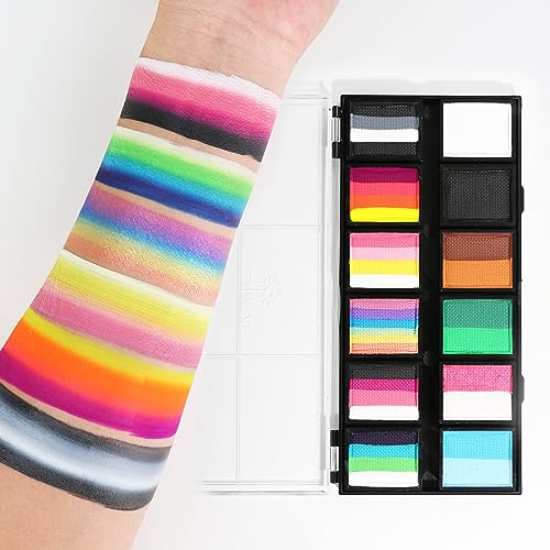 Bowitzki Face Paint Kit for Kids Split Cake Professional Body Painting Stencil One Stroke Non Toxic Rainbow Flora Unicorn Makeup Halloween Christmas Easter - Carnival