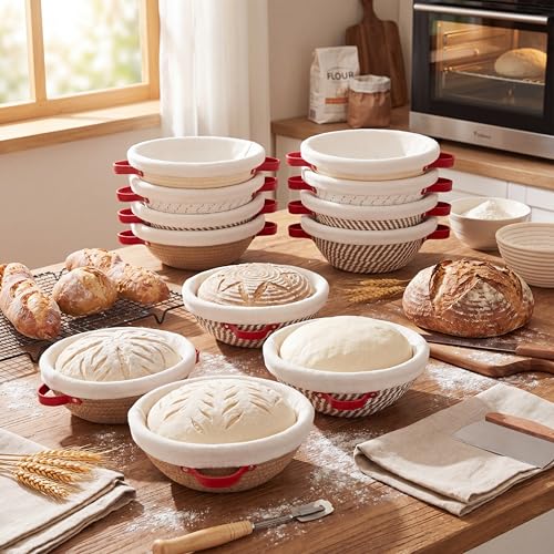 Gisafai 12 Set 9 inch Round Banneton Sourdough Bread Proofing Baskets Bulk