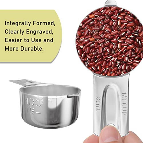 2PCS 1/3CUP(80ml, 2.7oz) Measuring Cup, 18/8 Stainless Steel Measure Scoop - size: 1/3cup|80ml|2.7oz