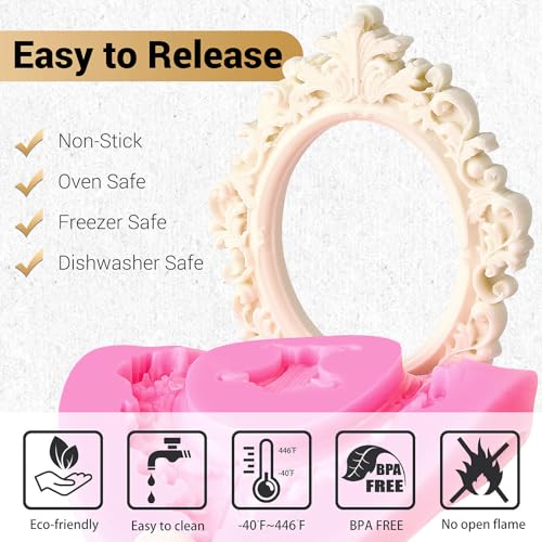 JOERSH Baroque Frame Silicone Fondant Mold, 4Pcs - style: Frames & Corners