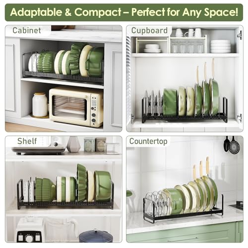 MUDEELA Expandable Pot Pan Lid Organizers inside Cabinet, 12 Divider-Black - color: Gloss Black, size: 12 Dividers